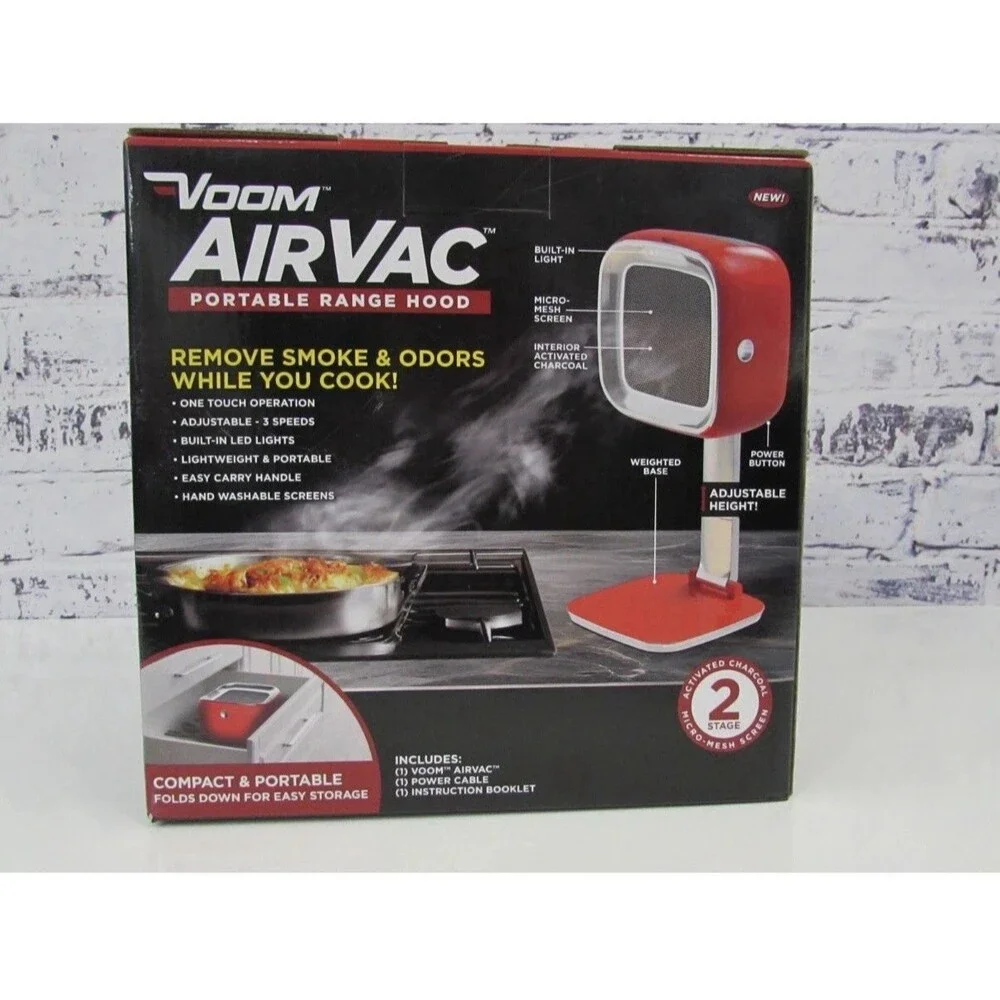 New Voom AirVac Portable Range Hood, 3 Speed Kitchen Exhaust Fan, Low Noise